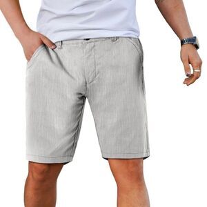Men's dress shorts 10’Inseam Stretch Flat Front Chino Short gray Size 30.